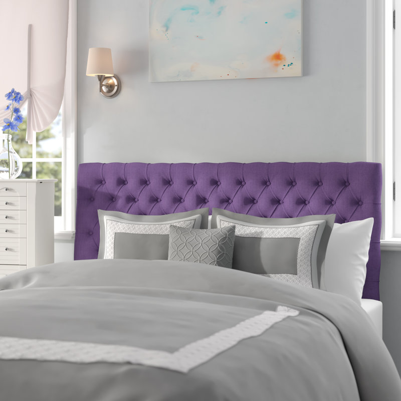 Dannett Queen Upholstered Panel Headboard, Light Purple