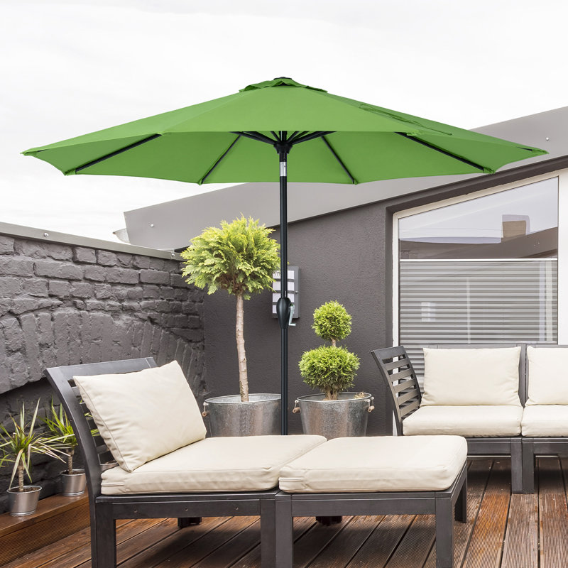 Parasols de table 9 pi avec parasol de marché pour la terrasse, auvent, balcon, piscine, Vert