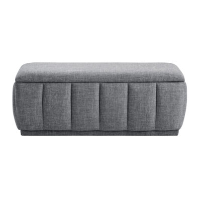 Banc de rangement gris avec structure en contreplaqué et coussin en mousse souple moderne pour diverses pièces