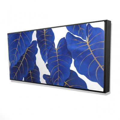 " Tropical Abstract Blue Leaves " on Canvas
