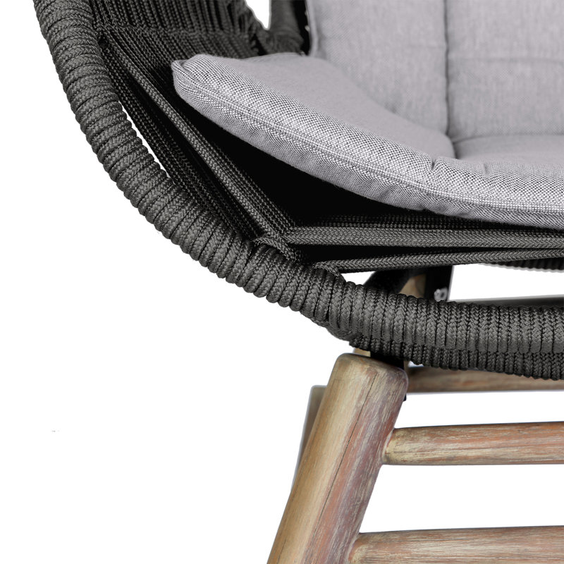 Cabane Wood Outdoor Chair with Sunbrella® Cushions, Light Gray/Black