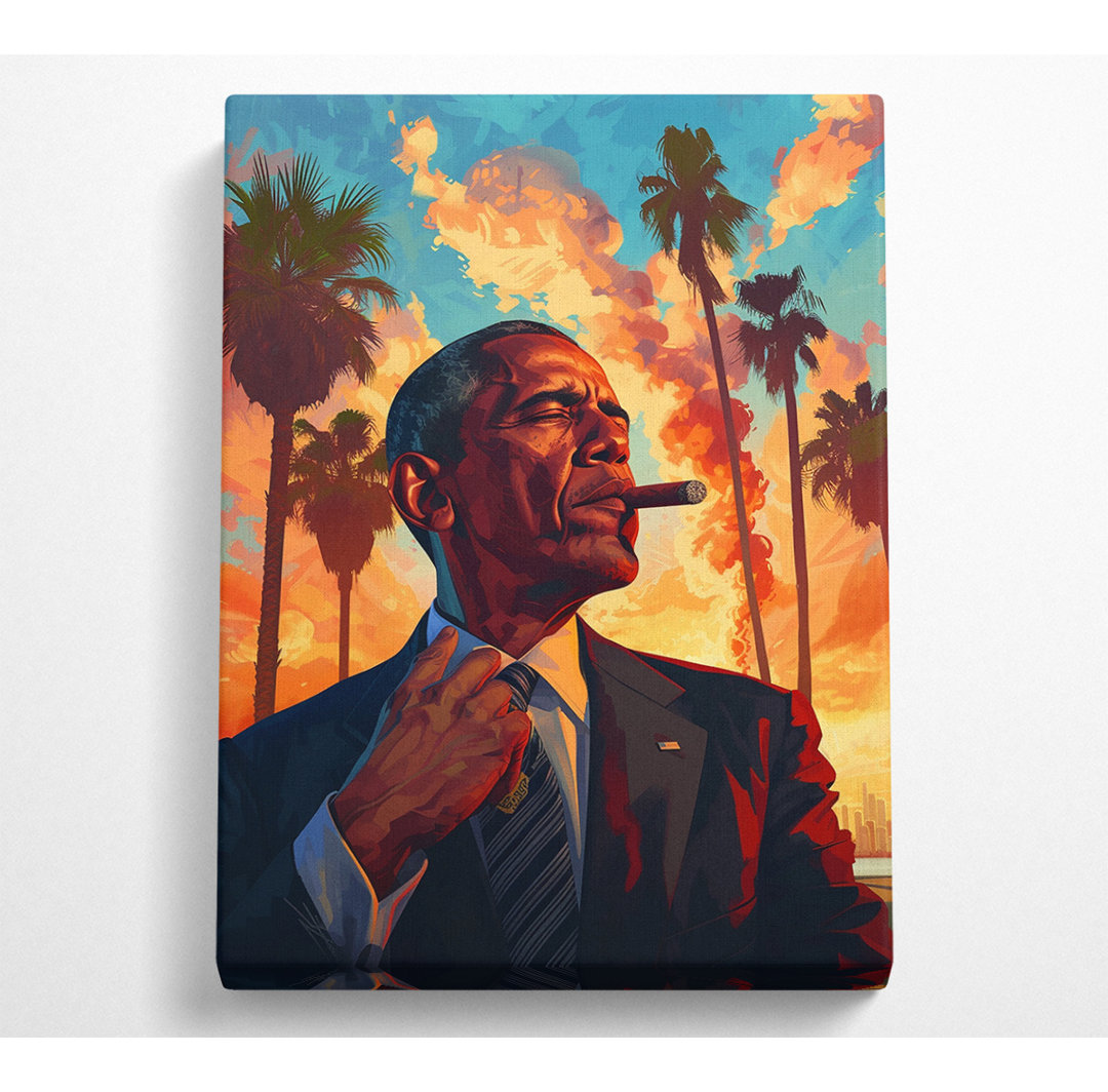 Obama Zigarre - Kunstdrucke auf Leinwand - Wrapped Canvas