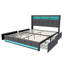 EU Double & King Linen Storage Bed With 4 Drawers & Dual LED Lights, Upholstered Bed Frame With Charging Port, Grey & Beige-1659880799-1659880784