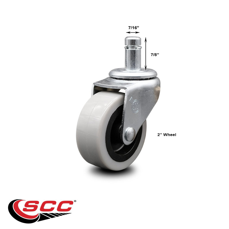 2 Inch Thermoplastic Rubber Wheel 7/8 Grip Ring Stem Caster Service Caster Brand