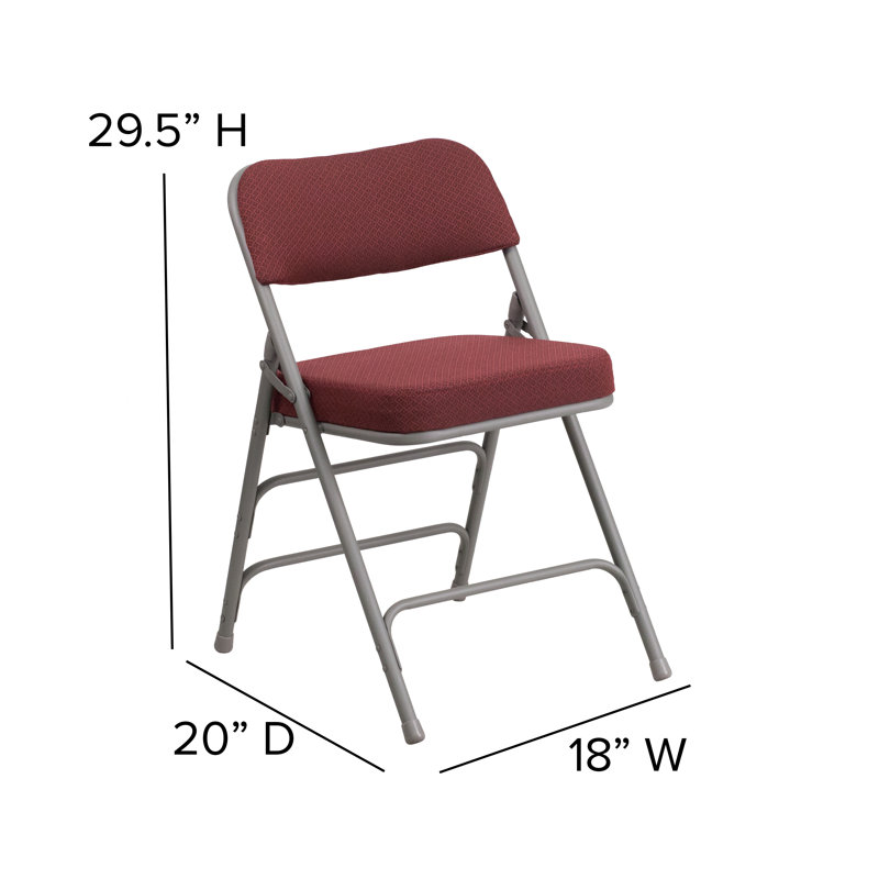Chaise pliante recouverte en métal Oliverson, H 29,5 po x l 18 po x P 20 po, Bourgogne
