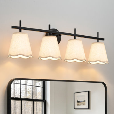 Luminaire de salle de bain moderne avec abat-jour en lin, applique murale à intensité variable aux 2/3/4 lumières pour miroir de salle de bain, chambre à coucher et couloir