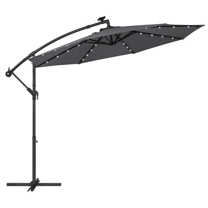 Piqua 300cm Lighted Market Parasol, Grey