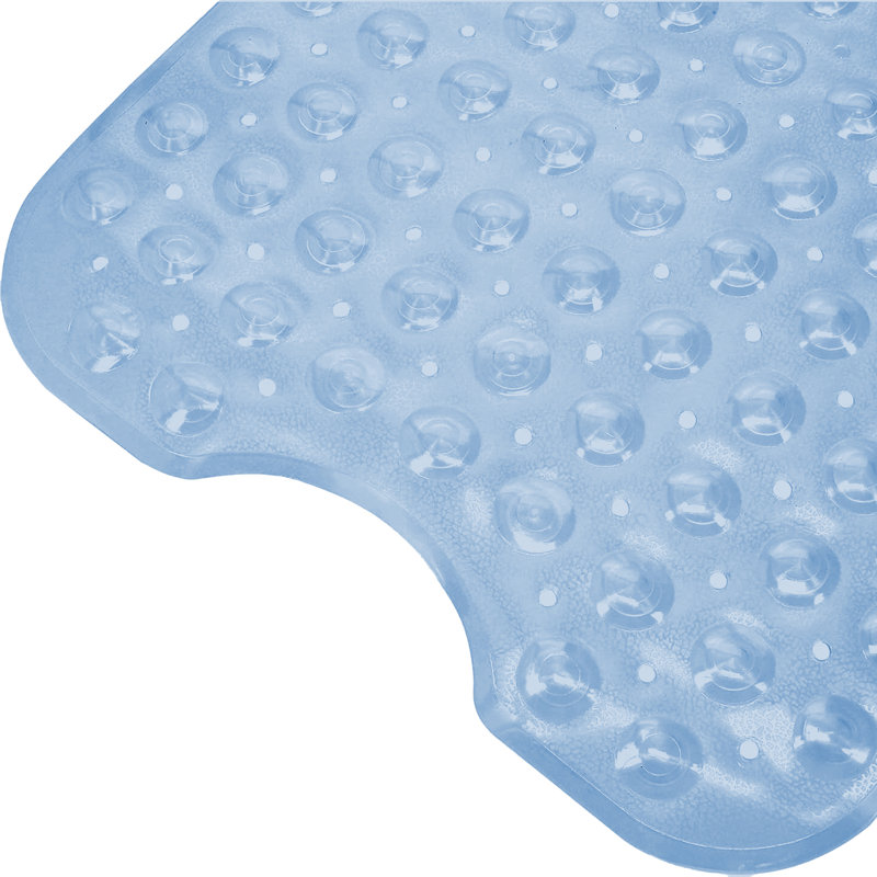 NON SLIP SHOWER MAT FOR BATHROOM (WITH SUCTION CUPS), Blue, Rectangle- 70cm L x 38cm W