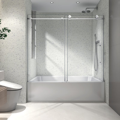 6076 Brushed Gold Shower Door - With 70mm 304 Stainless Steel Pulleys, Soft Closing, Nano Cleaning, -proof Membrane For Bathroom Coating Bath