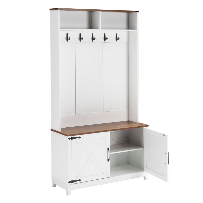 Hall Tree 38"wide With Bench And Shoe Storage