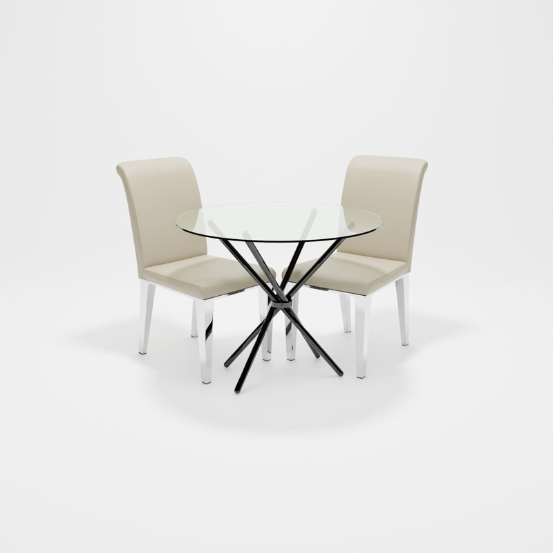 Desborough 2 - Person Dining Set, Taupe, Black