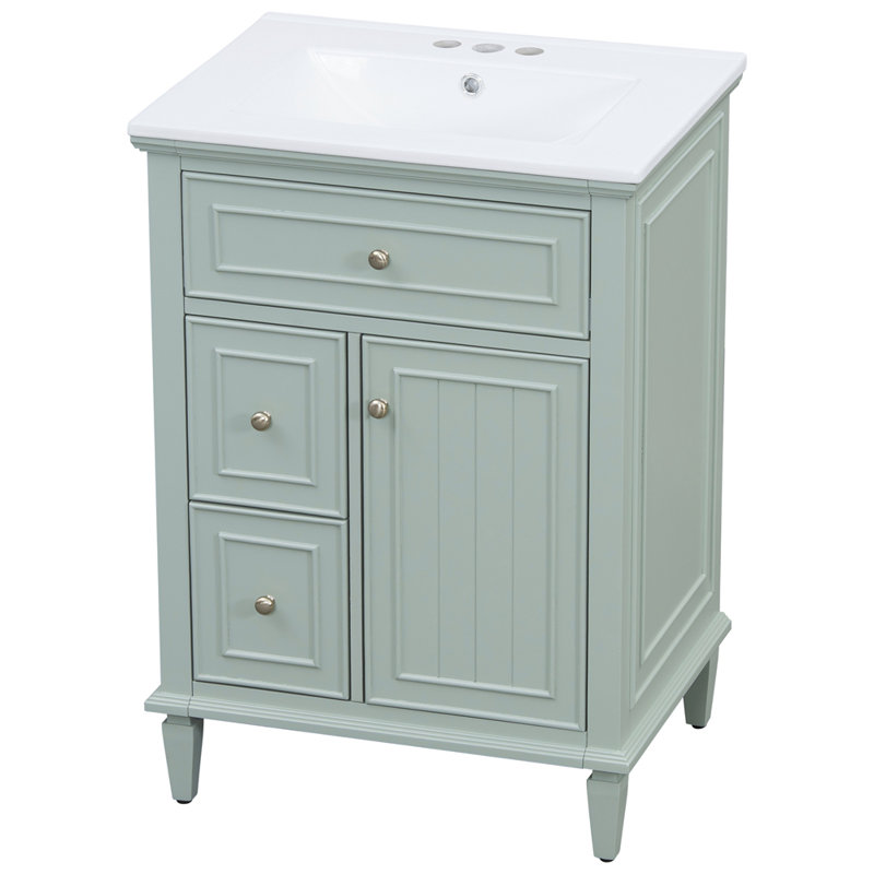 Meuble-lavabo 24 po avec lavabo, Vert, Doré, 24"