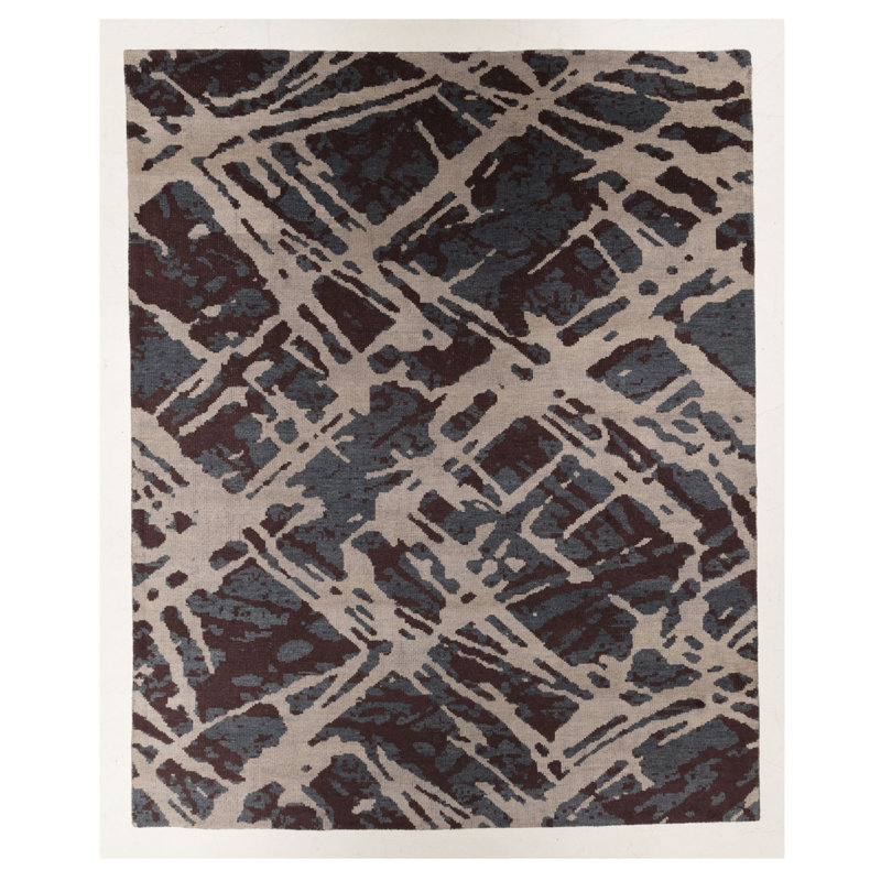 Handmade Cotton and Silk Abstract Area Rug