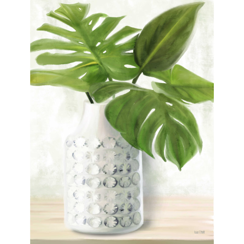 Ivoire Monstera Stem - reproduction sur toile tendue, H 16 po x l 12 po