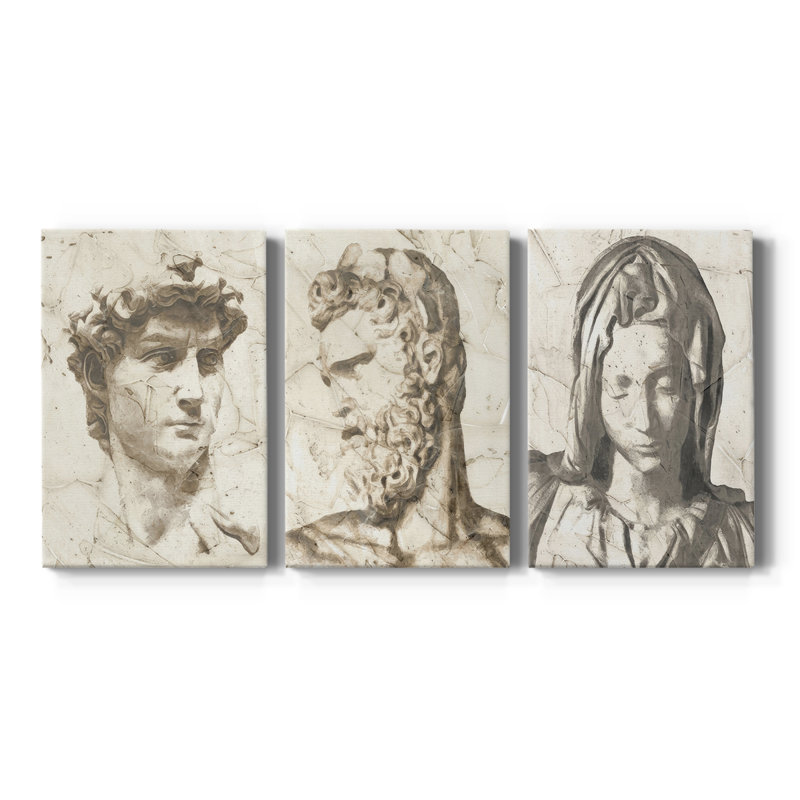 Classical Study I - Toile tendue avec châssis sur mesure - 3 pièces, H 12 po x l 24 po