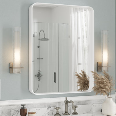 Aevar Tempered Glass and Aluminum Alloy Framed French Cleat Mounted Wall Mirror