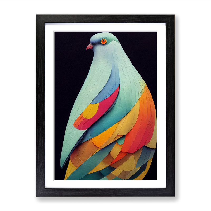 Watercolour Pigeon Vol.2 - Single Picture Frame Print, 64cm H x 46cm W x 2cm D, Black