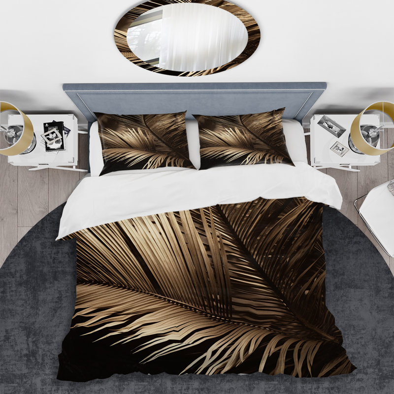 Ensemble de housse de couette sépia Serenity Palm Leaves I - Palmiers et palmiers