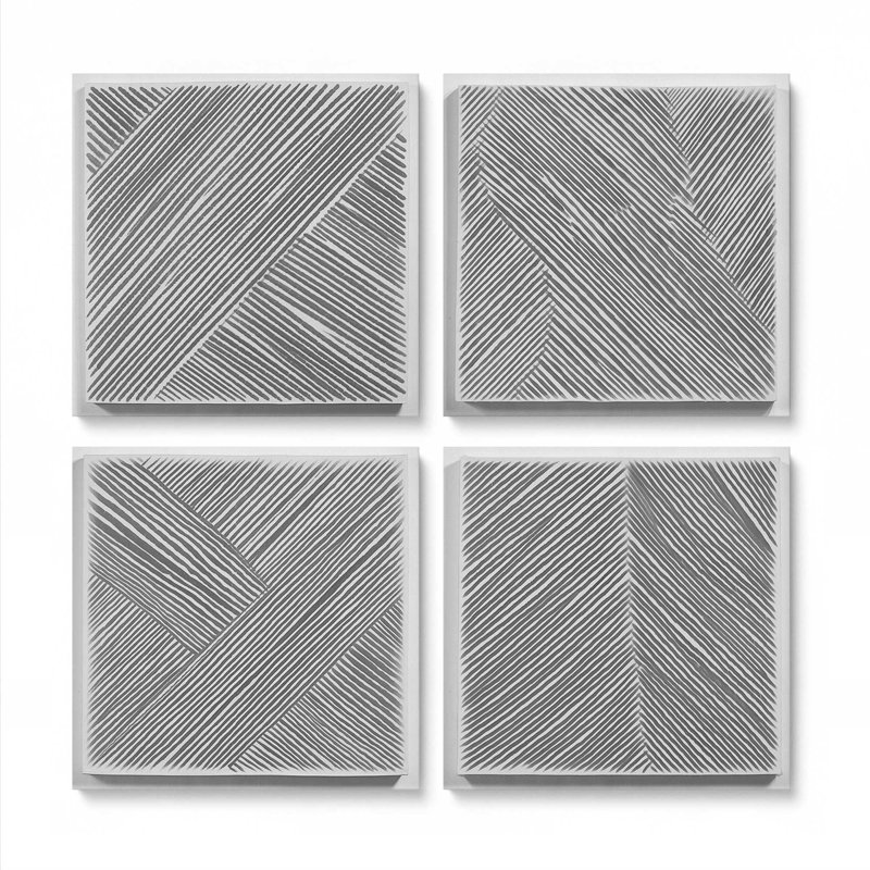 Linear Illusion, ensemble de 4 impressions sur toile dans un cadre, H 12 po x l 48 po x P 1,25 po, Toile tendue