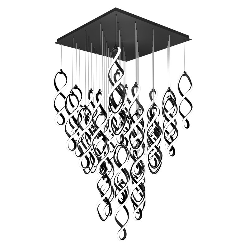 Luminaire suspendu 41 lumières DEL Interlace, Noir