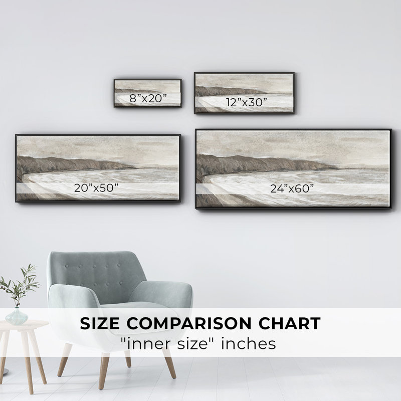 Coastal Shoreline I, reproduction d'art sur toile, H 8 po x l 20 po x P 1,5 po, Noir