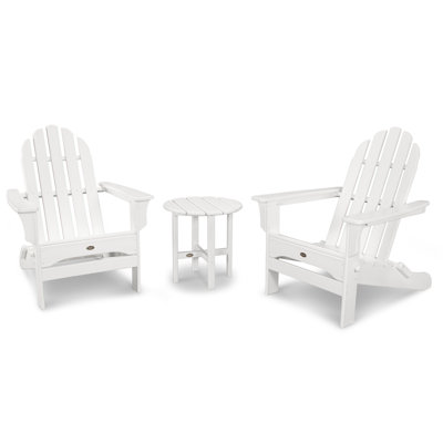 POLYWOOD Cape Cod Folding Adirondack Set with Side Table by Trex Outdoor