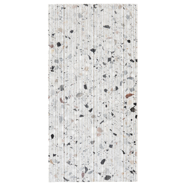 Terraforma 12x24 in. White Fluted Terrazzo Large Wall Tile (7.75 sq ft/case, 4-Pack)
