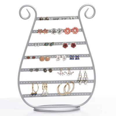Organisateur de boucles d'oreilles et de bijoux, harpe argentée