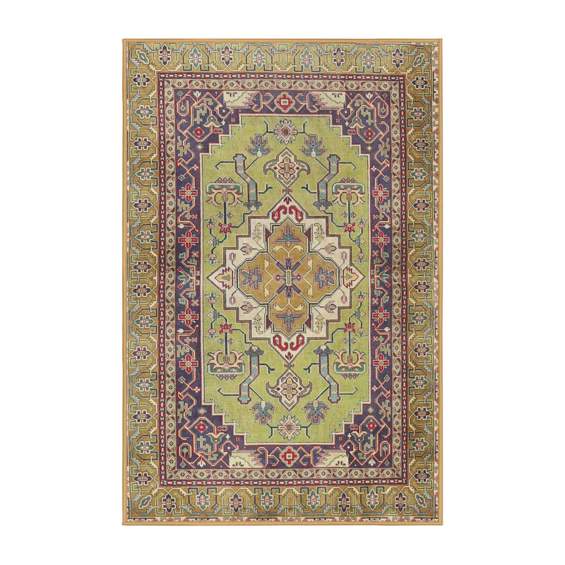 Tapis traditionnel vert / rouge Nayini, Rectangle 2 pi x 5 pi