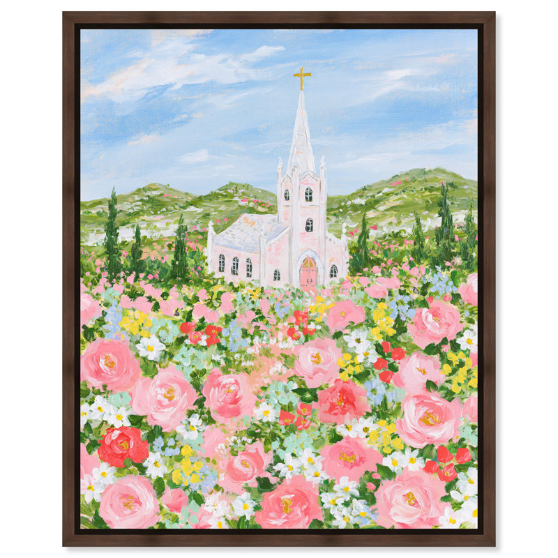 «Blooming Chapel», reproduction sur toile encadrée par Evelyn, H 45 po x l 36 po, Cadre noyer