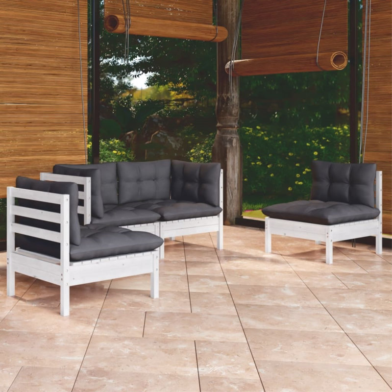 Canapé modulaire d'extérieur réversible avec coussins Krasnoo, 4, Gris, Oak