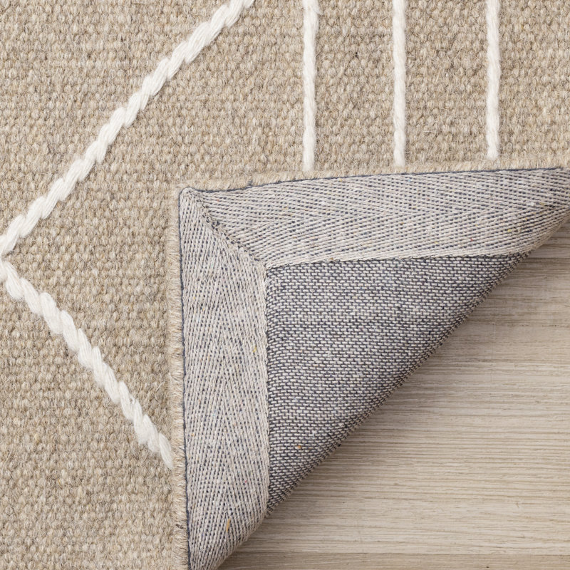 Tapis treillis beige fait à la main Noemi, Rectangle 7 pi 10 po x 10 pi 6 po