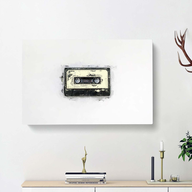 Retro Style Cassette Tape In Abstract - Wrapped Canvas, 50cm H x 76cm W x 3cm D