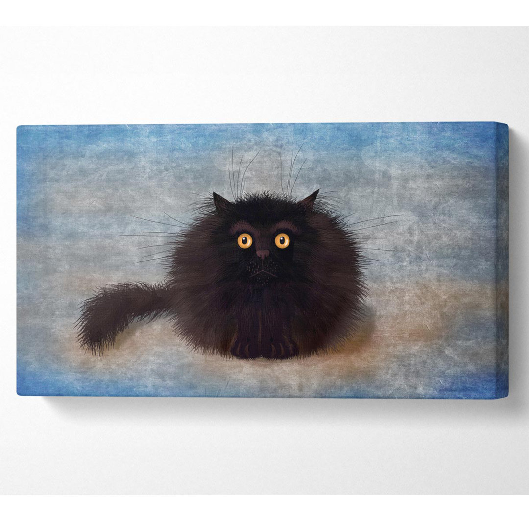 Schwarze Fuzzy-Katze - Druck