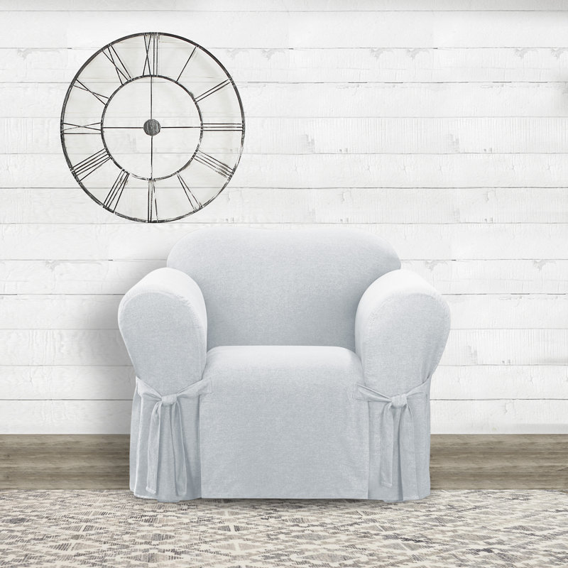 Sure Fit Farmhouse Basketweave Box Cushion Armchair Slipcover