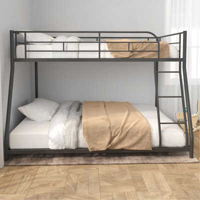 Metal Twin Over Full Bunk Bed/ Heavy-Duty Sturdy Metal/ Noise Reduced/ Squeak Free/ Wooden Slat/ No Box Spring Needed