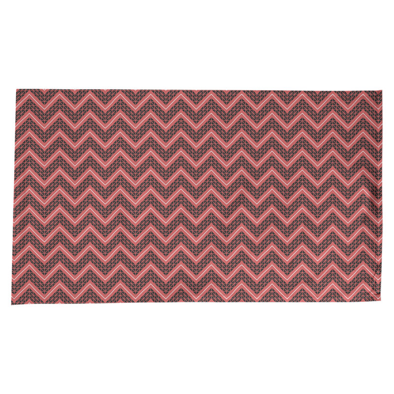 Stephenie Classic Hand Drawn Chevrons Tablecloth, Light Red/Black