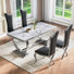 Ensemble de table de salle à manger de luxe 7 pièces avec plateau en faux marbre de 6,70 po avec base en U en métal pour la cuisine et la salle à manger