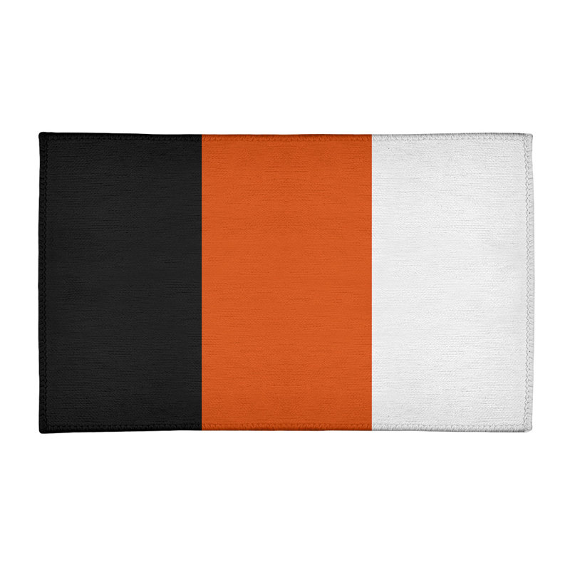 Tapis noir / orange / blanc tissé à plat Baltimore, Rectangle 3 pi x 5 pi