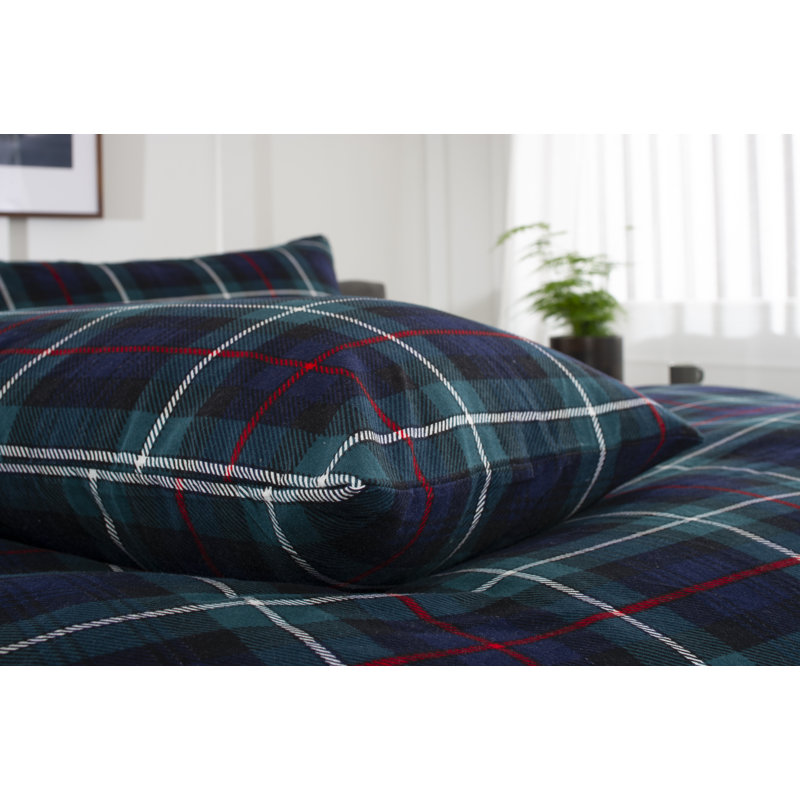 Cotton Plaid Duvet Cover Set with Pillowcases Included, Kingsize - 2 Standard Pillowcases