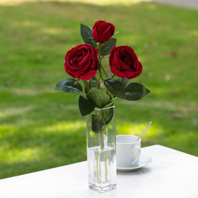 Faux Silk Roses Arrangement in Vase
