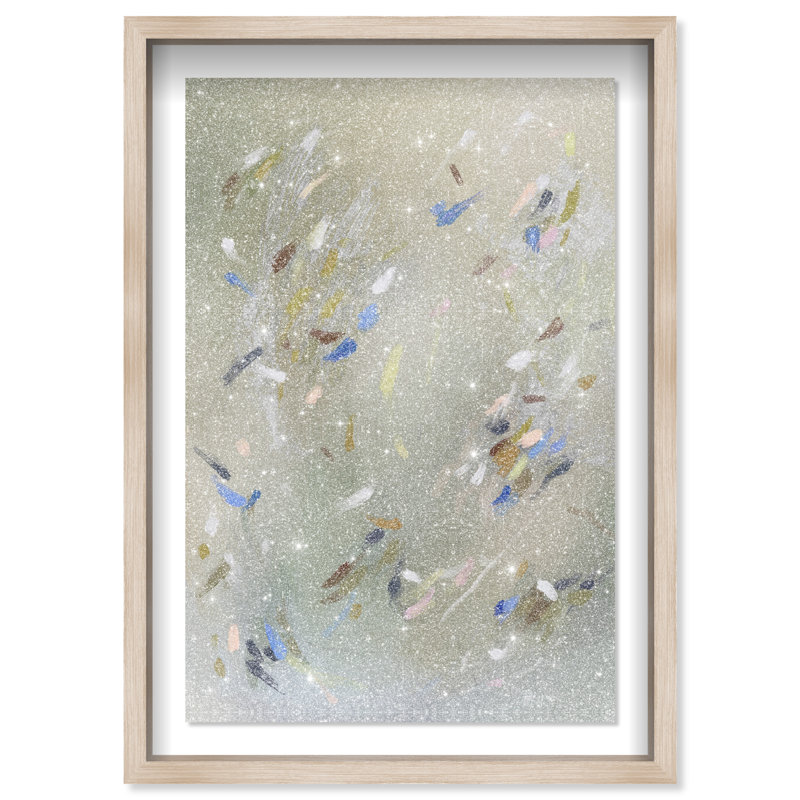Spontaneous Trace Shadowbox Abstract Print by Oliver Gal, Black Frame, 10 x 15, Natural Oak Shadowbox, 31.5"H x 46.5"W
