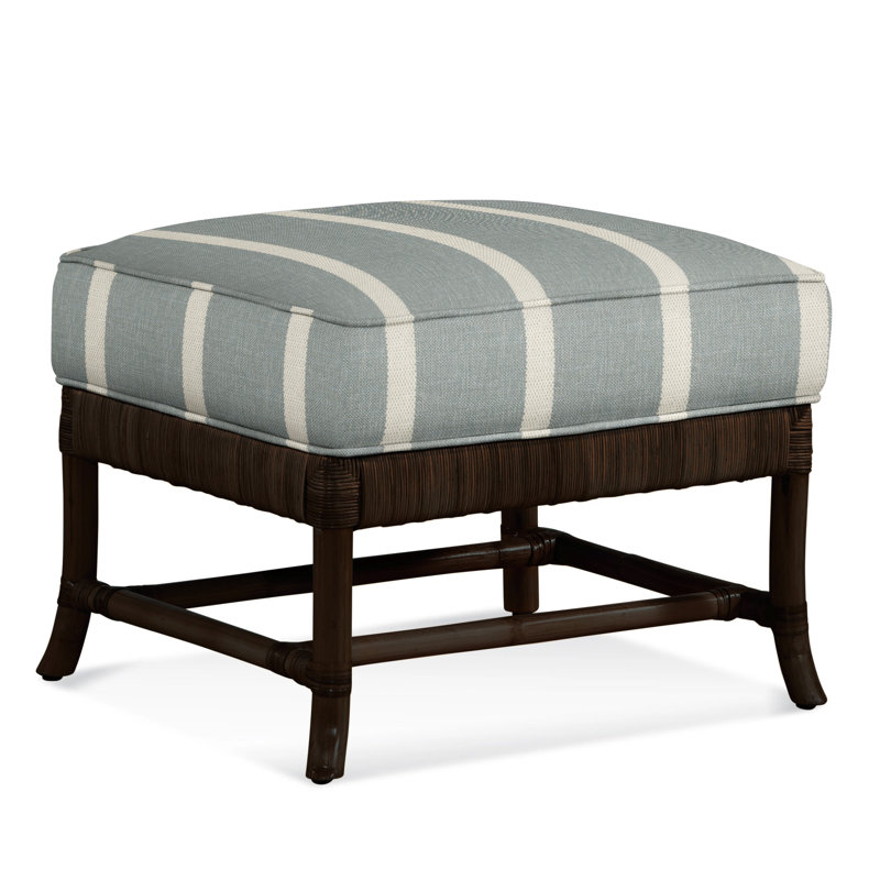Repose-pieds rectangulaire Lafayette, Rayures bleu clair et blanches 0256-54, Brume de mer