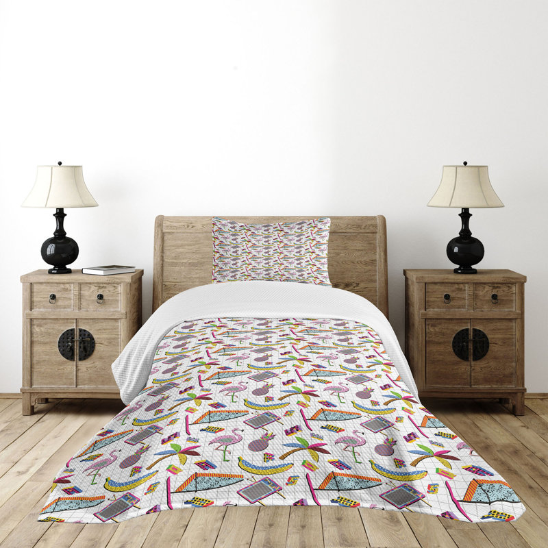 Ambensonne Flamingo Bedspread Multicolor Multicolor