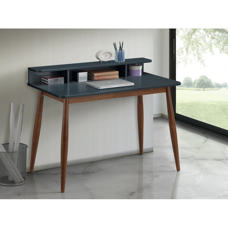 Bureau d'écriture en bois avec huche, Gris