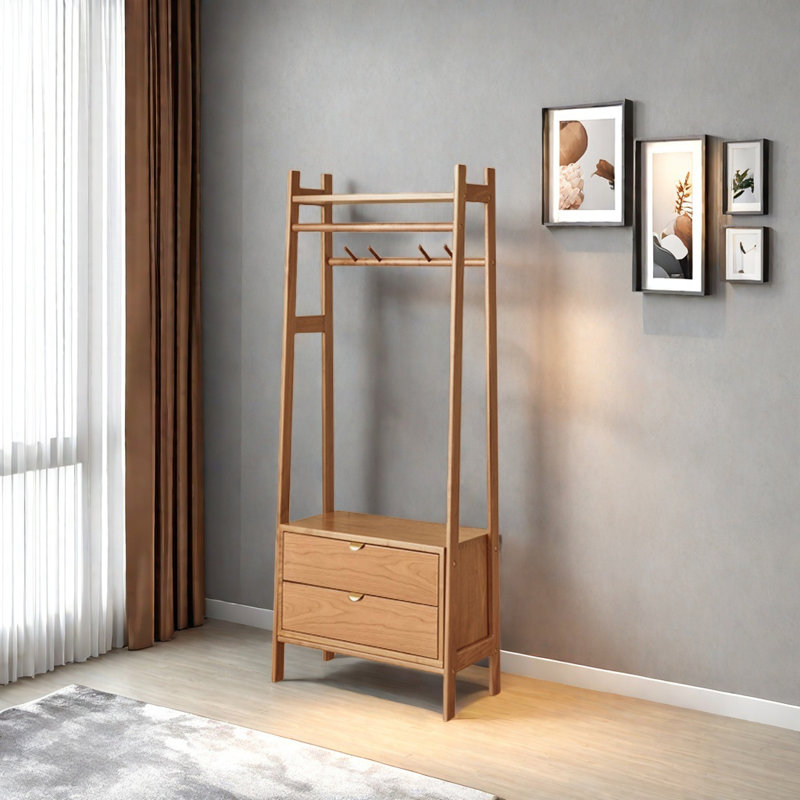 Portemanteau compact avec grand rangement, Walnut