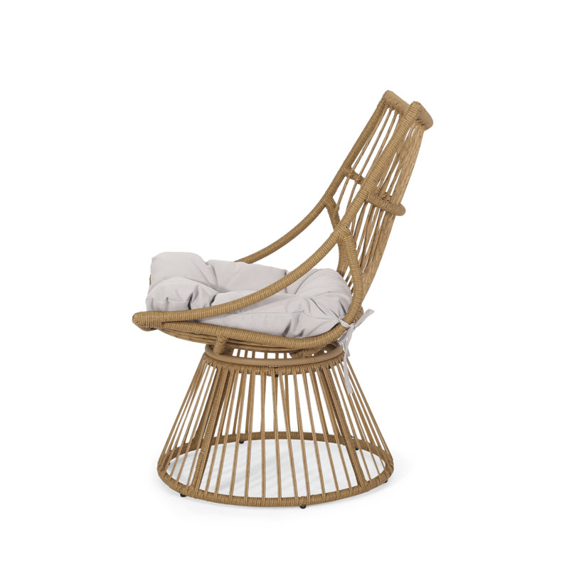 Anitra Darrall Wicker Outdoor Club Chair Lounge Chair, Beige, Light Brown
