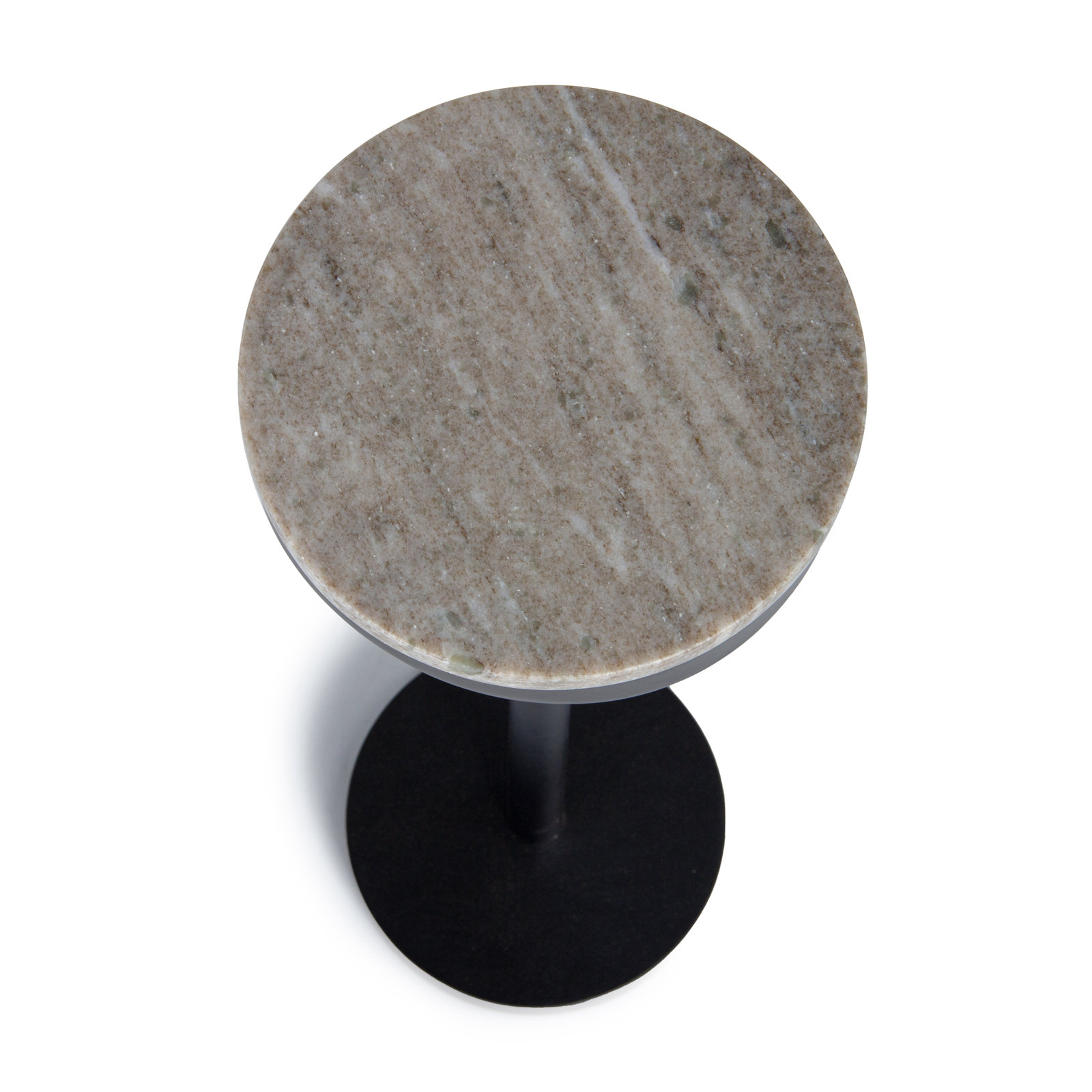 Isaac 8" Genuine Marble End Table, Black, Brown Marble