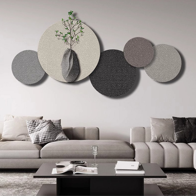 Murale moderne en grès à DEL moderne et minimaliste pour le salon et la chambre à coucher, Noir / Gris / Vert