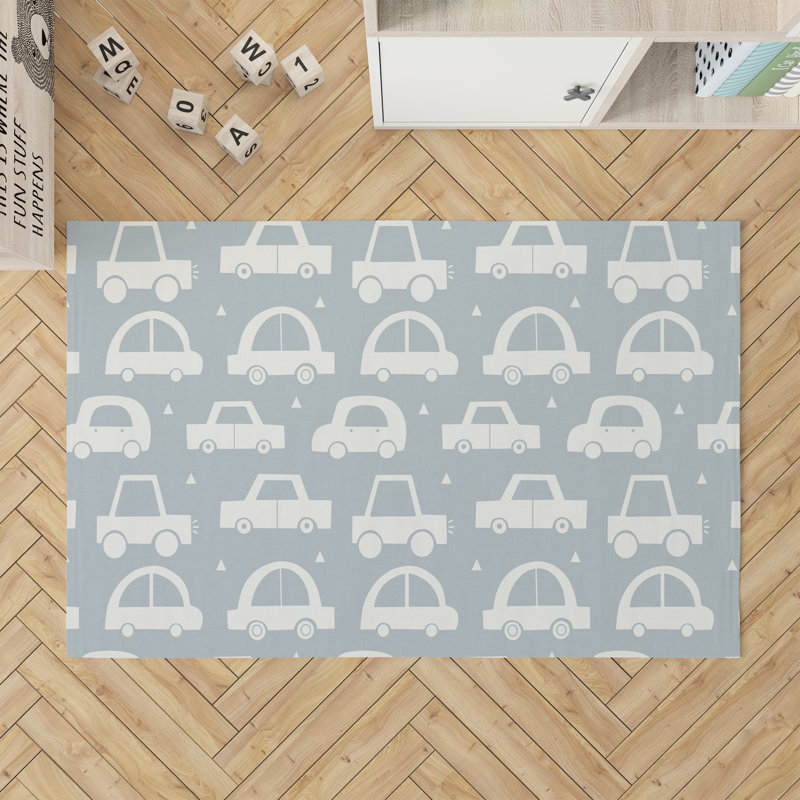 Tapis de jeu pour enfants Driveway, Bleu ardoise, Rectangulaire 3 pi x 5 pi